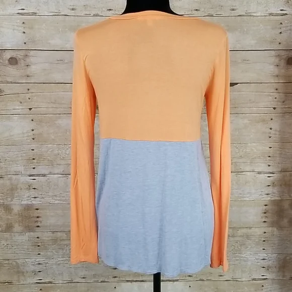 Anthropologie Bordeaux Color Block Long Sleeve Tee - Picture 5 of 6